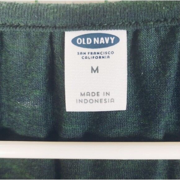 Old Navy Top Women's M Long Bell Sleeve Round Tie Neck Embroidered Forest Green - Picture 8 of 10